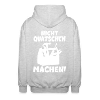 Nicht quatschen Machen Handwerker - Unisex Kapuzenjacke - Hellgrau meliert - Hinten - AI Model Male 185 light (185cm)