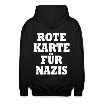 Rote karte für nazis - Unisex Kapuzenjacke - Schwarz - Hinten - AI Model Male 185 light (185cm)
