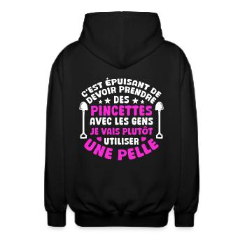 C'est épuisant je vais plutôt utiliser une pelle - Veste à capuche unisexe - noir - Dos - AI Model Male 185 light (185cm)