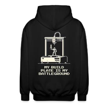 Print Bed = | 3D Printing Calibration - Unisex Hooded Jacket - black - Back - AI Model Male 185 light (185cm)