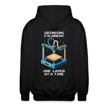 Filament Layer by Layer | 3D Printing Printing Quality - Unisex Hooded Jacket - black - Back - AI Model Male 185 light (185cm)