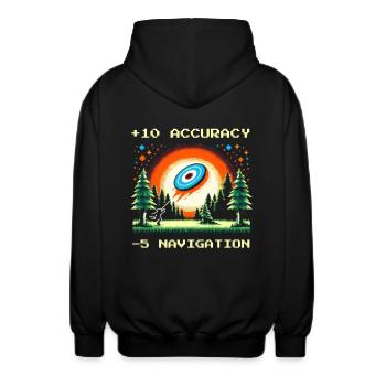 +10 de précision | Technique de disc golf Objectifs de la trajectoire de vol - Veste à capuche unisexe - noir - Dos - AI Model Male 185 light (185cm)