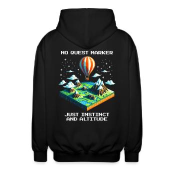 Instinct & Altitude | Balloon ride without signposts - Unisex Hooded Jacket - black - Back - AI Model Male 185 light (185cm)