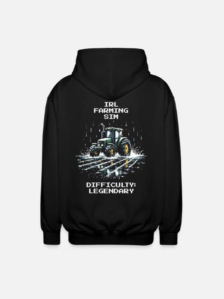 IRL Farming | Difficulty: Legendary - Unisex Hooded Jacket - black