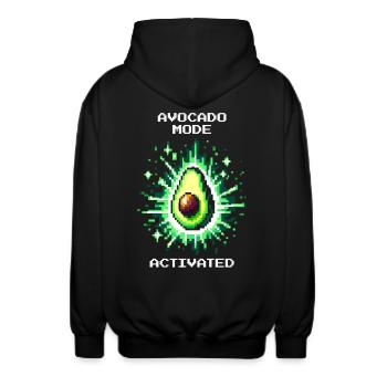 Avocado Mode Aktiviert | Frucht-Power im Pixelstil - Unisex Kapuzenjacke - Schwarz - Hinten - AI Model Male 185 light (185cm)