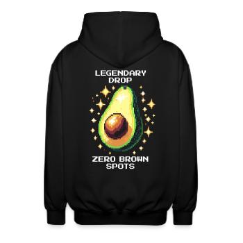 Legendary Drop | Pristine avocado in loot - Unisex Hooded Jacket - black - Back - AI Model Male 185 light (185cm)