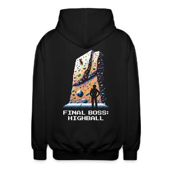 Combat final : Highball | Bloc Pixel Art - Veste à capuche unisexe - noir - Dos - AI Model Male 185 light (185cm)