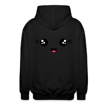 face laughing - Unisex Hooded Jacket - black - Back - AI Model Male 185 light (185cm)