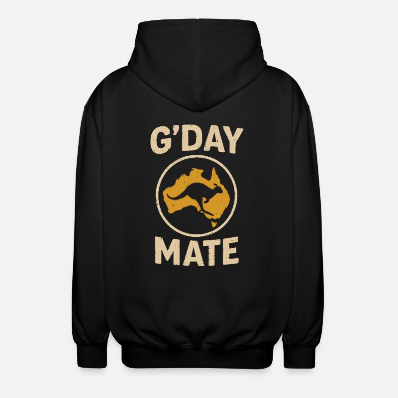 G'day mate – Australian greeting - Unisex Hooded Jacket - black