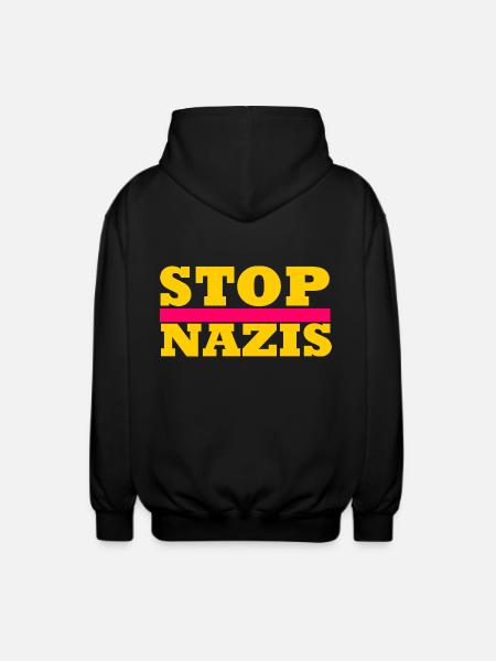 Stop Nazis - Unisex Hooded Jacket - black