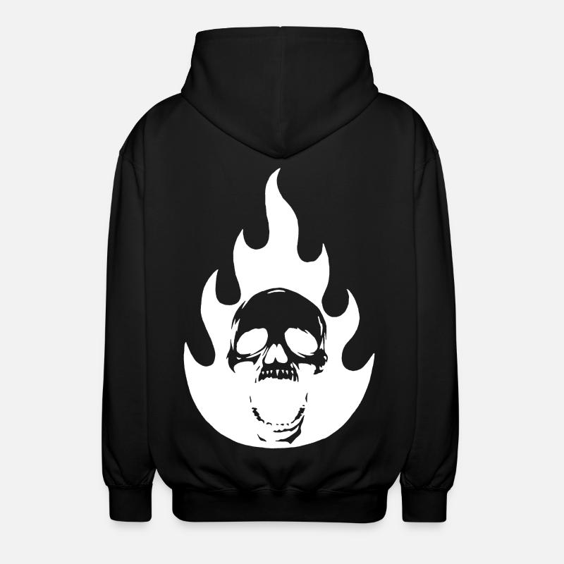 Skull and white flame - Unisex Hooded Jacket - black