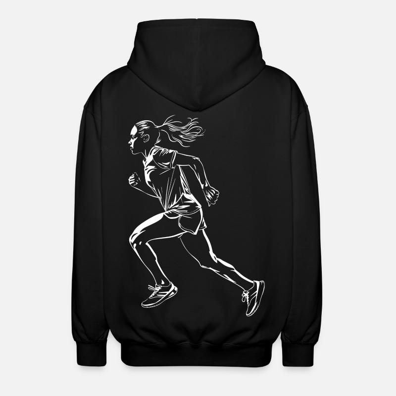 Läuferin Skizze - Unisex Kapuzenjacke - Schwarz