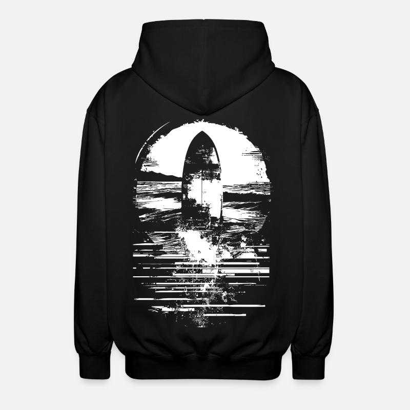 Surfboard Drawing - Unisex Hooded Jacket - black
