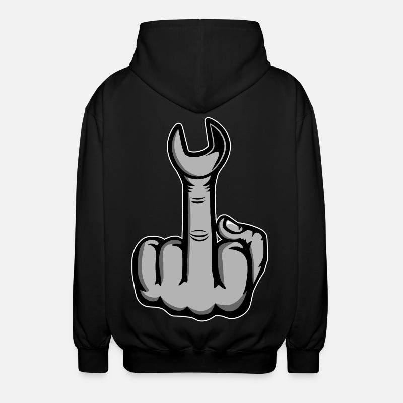Mittelfinger Stinkerfinger Schraubschlüssel - Unisex Kapuzenjacke - Schwarz