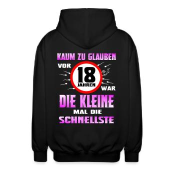 18 Geburtstag Volljährig Erwachsen Geschenk Party - Unisex Kapuzenjacke - Schwarz - Hinten - AI Model Male 185 light (185cm)