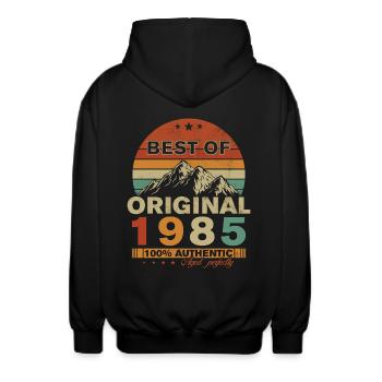 Original 1985 40th Anniversary Vintage Geschenk - Unisex Kapuzenjacke - Schwarz - Hinten - AI Model Male 185 light (185cm)