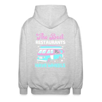 Imbiss Food Truck - Unisex Kapuzenjacke - Hellgrau meliert - Hinten - AI Model Male 185 light (185cm)