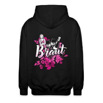 JGA, Hochzeit, Braut - Unisex Kapuzenjacke - Schwarz - Hinten - AI Model Male 185 light (185cm)
