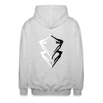 Gipfel-Berg-Logo - Unisex Kapuzenjacke - Hellgrau meliert - Hinten - AI Model Male 185 light (185cm)