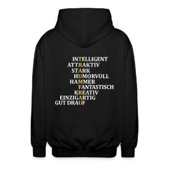 Traumfrau - Unisex Kapuzenjacke - Schwarz - Hinten - AI Model Male 185 light (185cm)