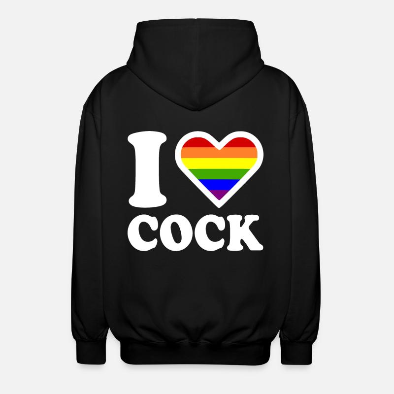 I love cock - Unisex Hooded Jacket - black