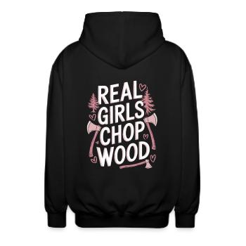 Holzfällerin Holz hacken Frauen - Unisex Kapuzenjacke - Schwarz - Hinten - AI Model Male 185 light (185cm)