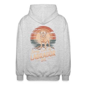 Labrador avec des lunettes de soleil dicton vintage - Veste à capuche unisexe - gris clair chiné - Dos - AI Model Male 185 light (185cm)
