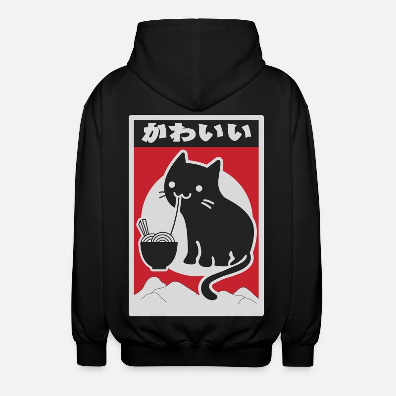 Neko schwarze Liebe Ramen - Unisex Kapuzenjacke - Schwarz