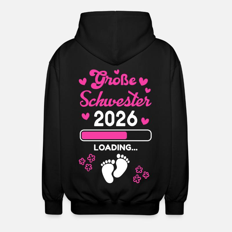 Große Schwester 2026 Loading - Unisex Kapuzenjacke - Schwarz