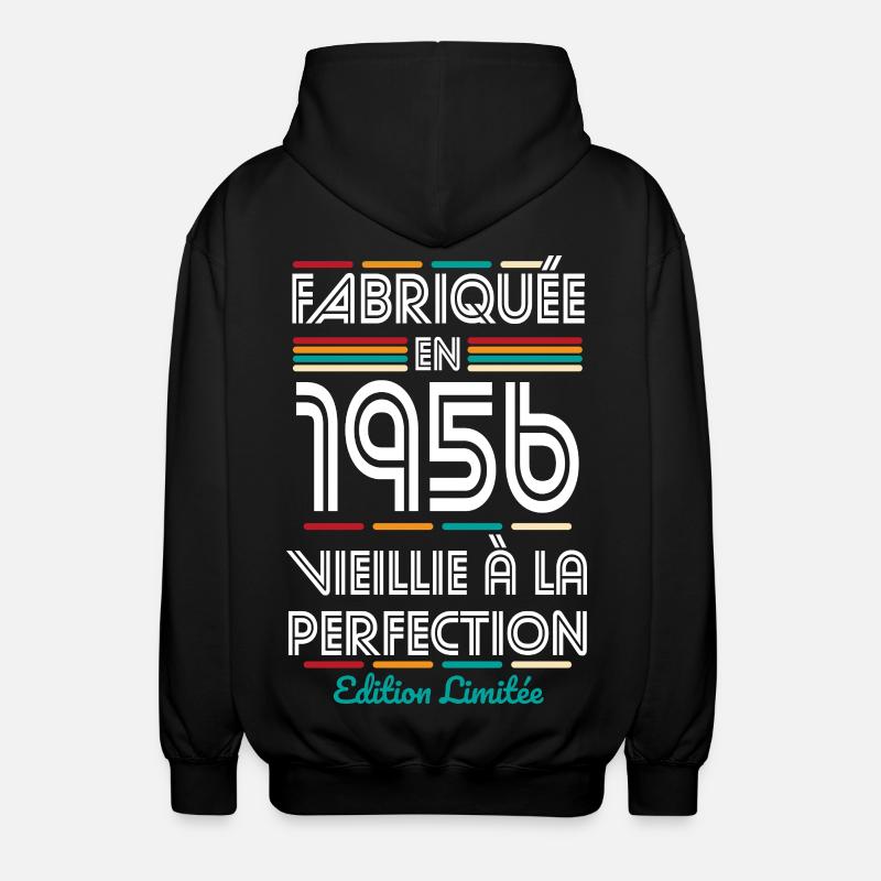 1956 – Hergestellt – Perfekt gereift - Unisex Kapuzenjacke - Schwarz