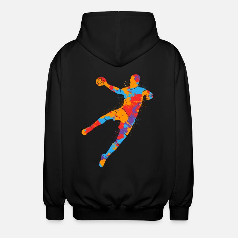 Handbollsspelare, färgglada handboll, pojkar, handboll - Luvjacka unisex - svart