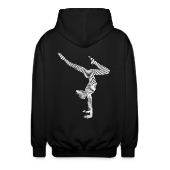Turnerin Gymnastik Handstand Fingerabdruck Mädchen - Unisex Kapuzenjacke - Schwarz - Hinten - AI Model Male 185 light (185cm)