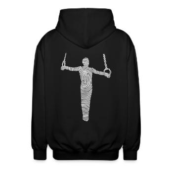 Turnen Gymnastik Ringeturnen Fingerabdruck Turner - Unisex Kapuzenjacke - Schwarz - Hinten - AI Model Male 185 light (185cm)