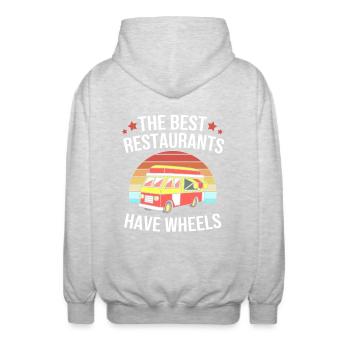 Snack Food Truck - Unisex Hooded Jacket - light heather grey - Back - AI Model Male 185 light (185cm)