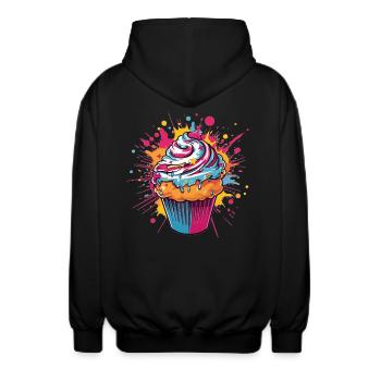 Color Explosion Cupcake - Unisex Hooded Jacket - black - Back - AI Model Male 185 light (185cm)
