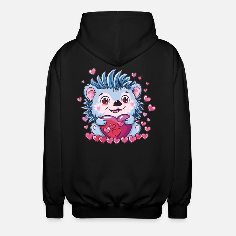Verliebter Igel mit Herz - Unisex Kapuzenjacke - Schwarz