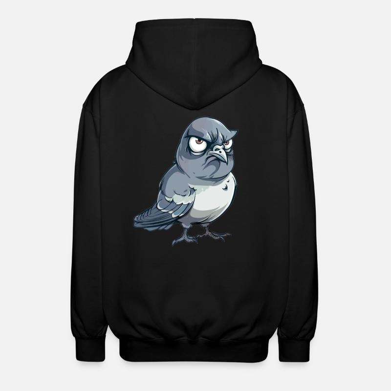 Grummelige Taube Comic-Stil - Unisex Kapuzenjacke - Schwarz
