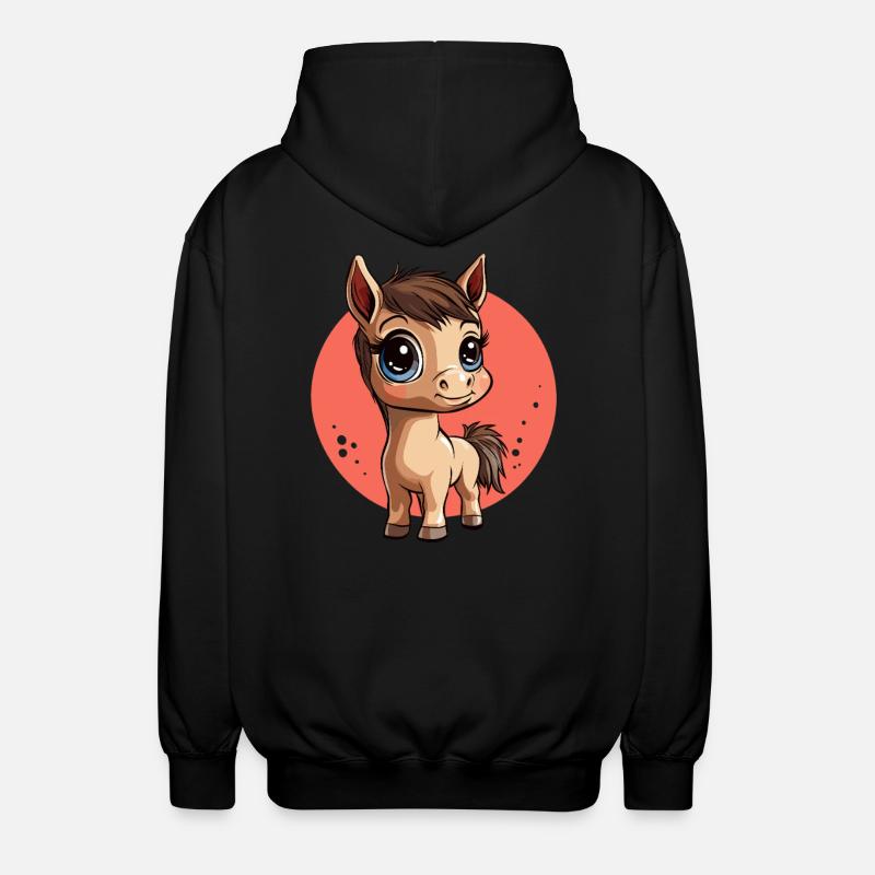 Mignon poney dessin animé - Veste à capuche unisexe - noir