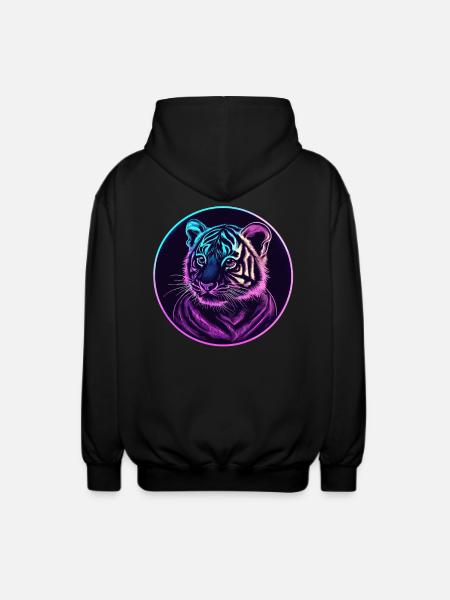 Neon Tigerblick - Unisex Kapuzenjacke - Schwarz