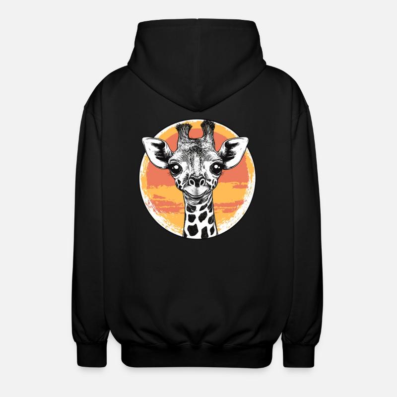 Giraffe at sunset - Unisex Hooded Jacket - black