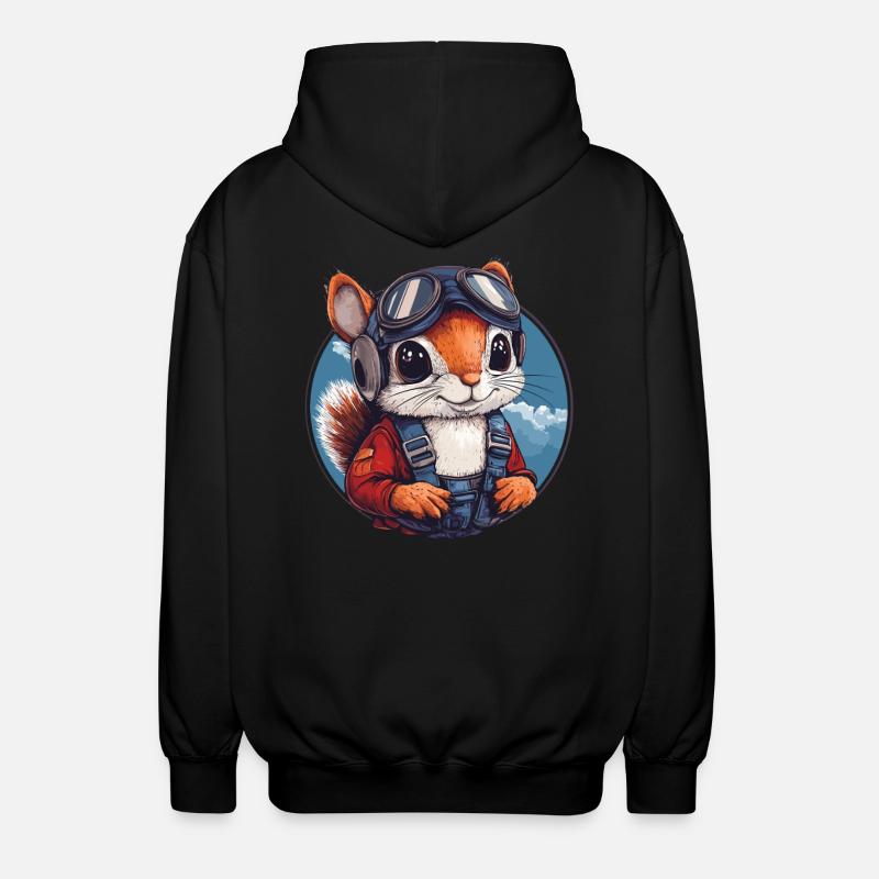 Fliegendes Eichhörnchen mit Brille - Unisex Kapuzenjacke - Schwarz