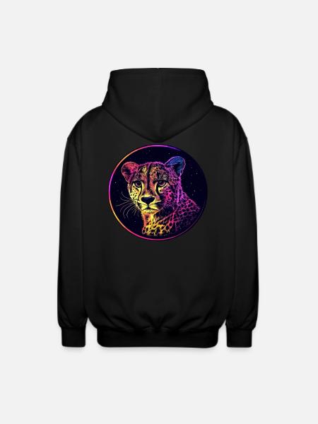 Leopard im Sternenhimmel - Unisex Kapuzenjacke - Schwarz