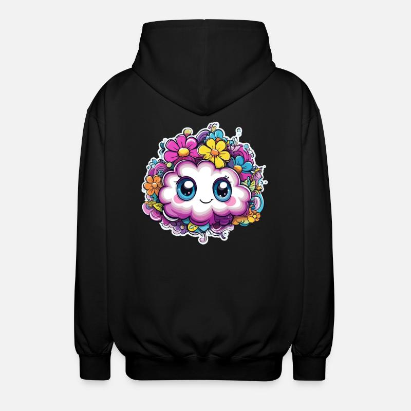 Fröhliche Blumenwolke - Unisex Kapuzenjacke - Schwarz