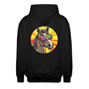 Pferd mit Sonnenbrille - Unisex Kapuzenjacke - Schwarz - Hinten - AI Model Male 185 light (185cm)