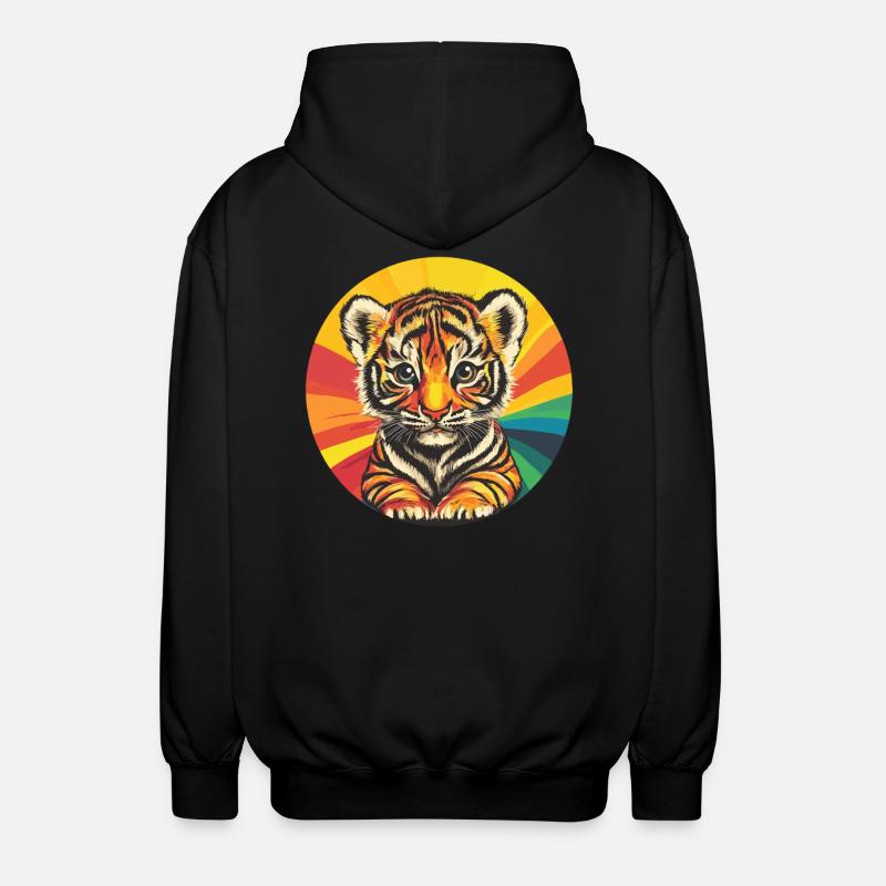 Tigerbaby mit Regenbogenfarben - Unisex Kapuzenjacke - Schwarz