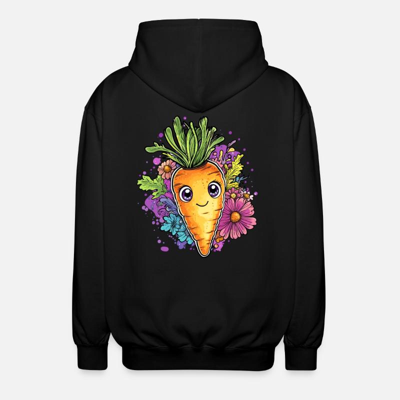 Fröhliche Karotte mit Blumen - Unisex Kapuzenjacke - Schwarz