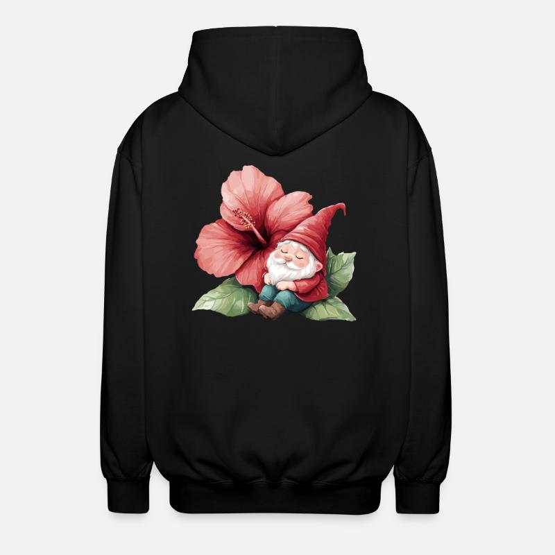 Schlafender Gartenzwerg Blüte - Unisex Kapuzenjacke - Schwarz