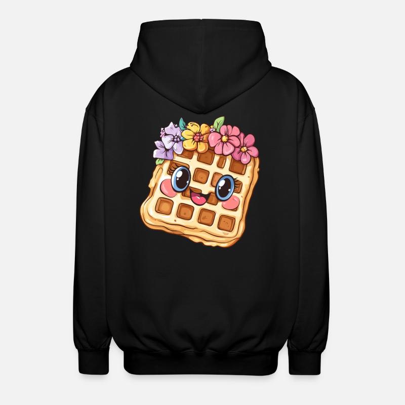 Waffel mit Blumen - Unisex Kapuzenjacke - Schwarz