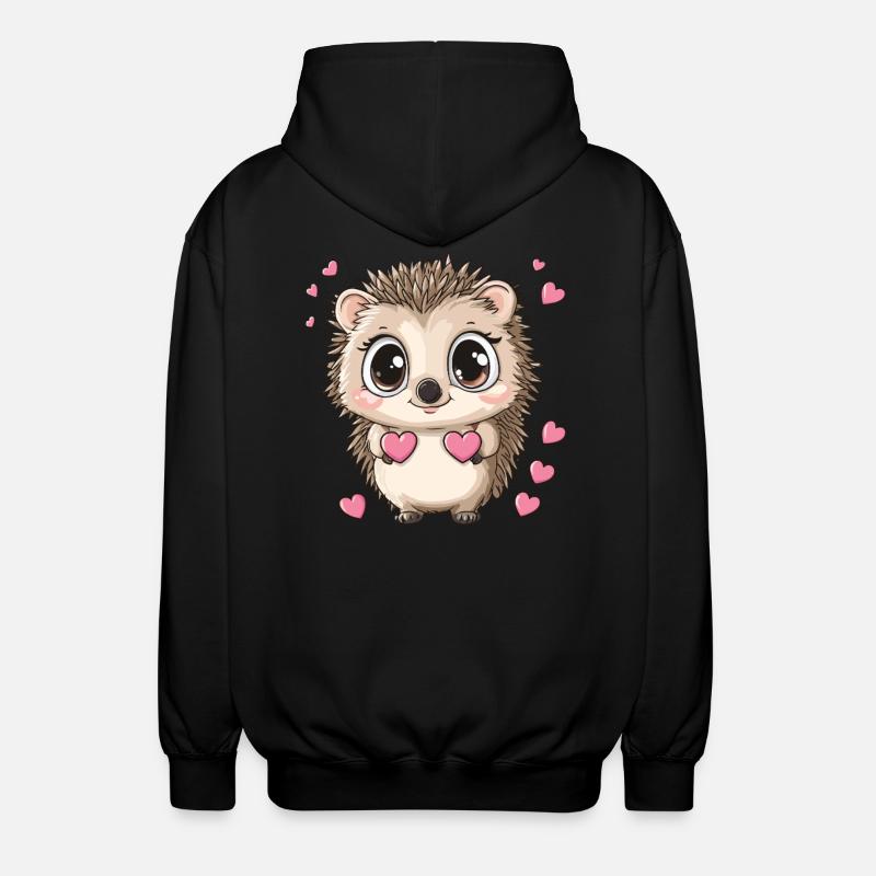 Igel mit Herzen - Unisex Kapuzenjacke - Schwarz