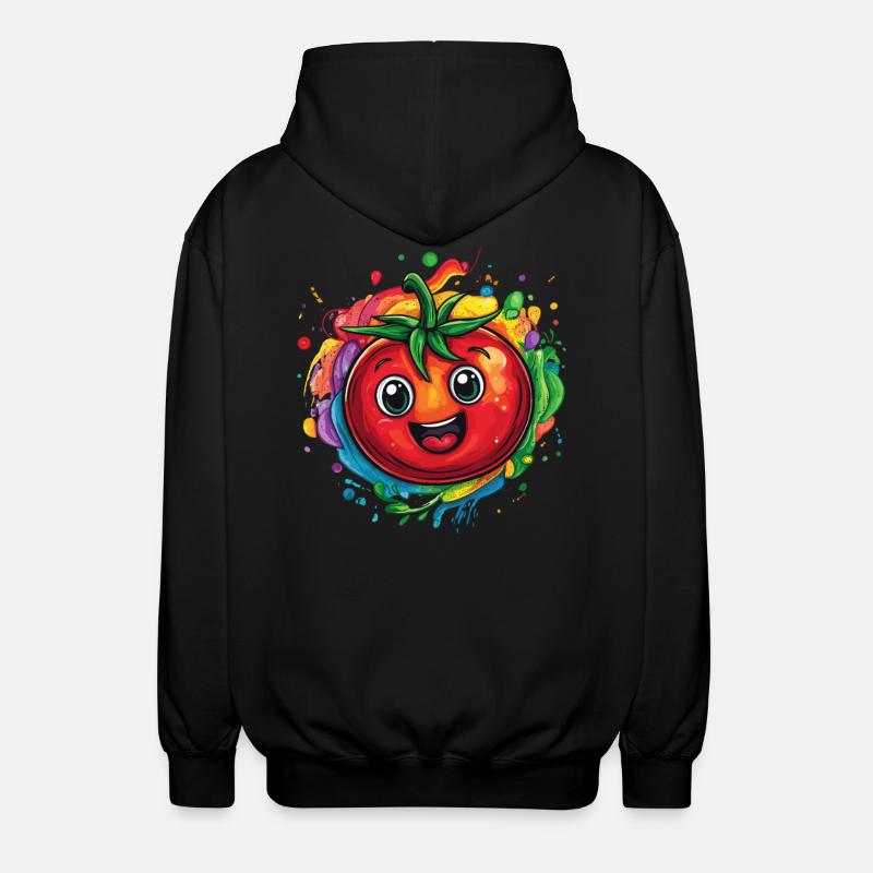 Fröhliche Tomate bunt - Unisex Kapuzenjacke - Schwarz